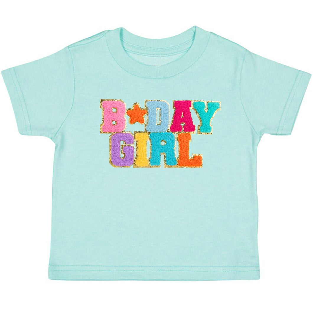 Birthday Girl Patch Short Sleeve T-Shirt - Aqua