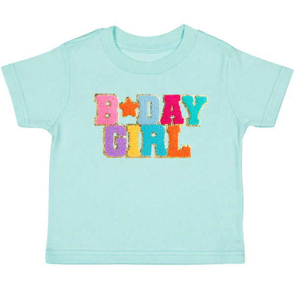 Birthday Girl Patch Short Sleeve T-Shirt - Aqua