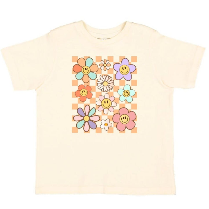 Daisy Doodle Checker Short Sleeve T-Shirt - Natural