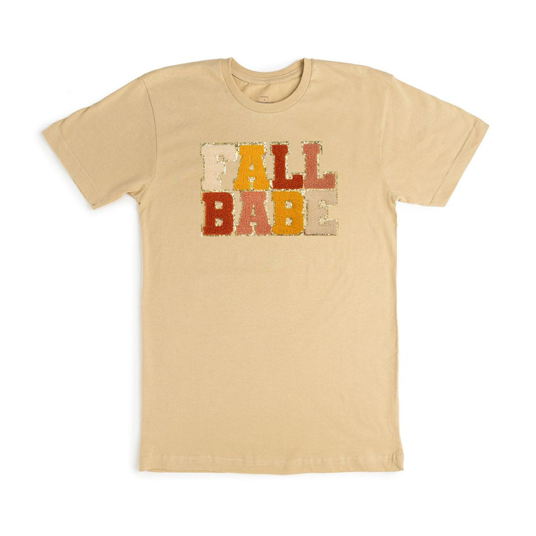 Fall Babe Patch Adult Short Sleeve T-Shirt - Latte