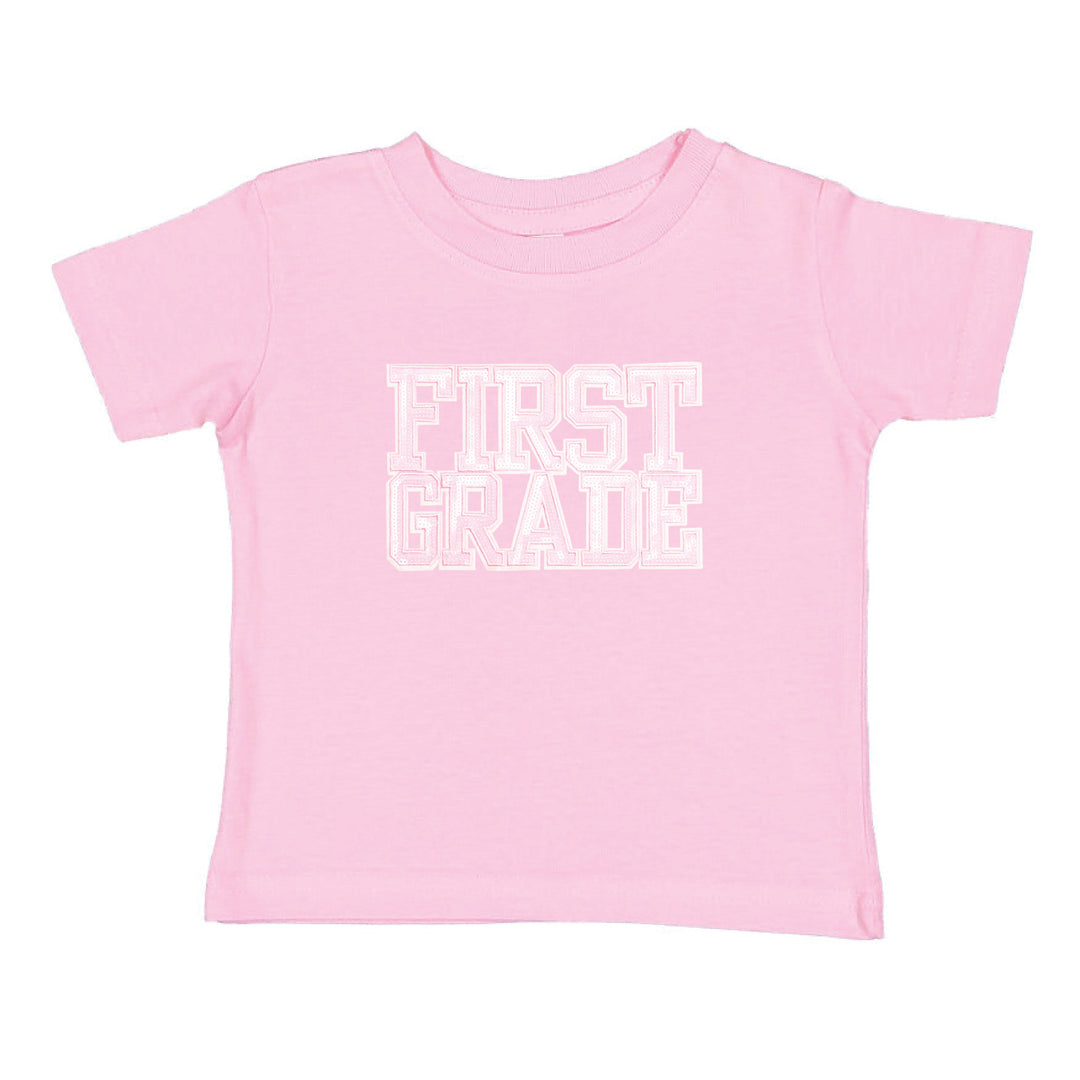 First Grade Sequin Patch Short Sleeve T-Shirt