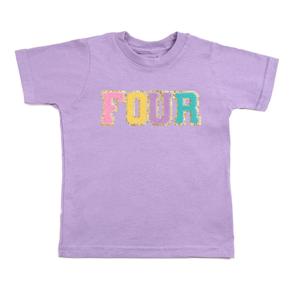 Fourth Birthday Patch Short Sleeve T-Shirt - Lavender