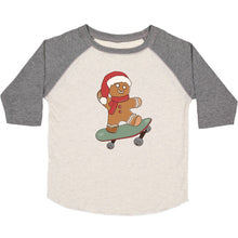 Load image into Gallery viewer, Gingerbread Skater Boy Christmas 3/4 Shirt - Natural/Heather