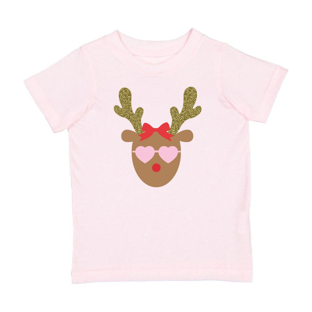 Girly Reindeer Christmas Short Sleeve T-Shirt - Ballet