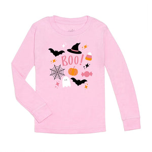 Halloween Doodle Long Sleeve Shirt - Pink