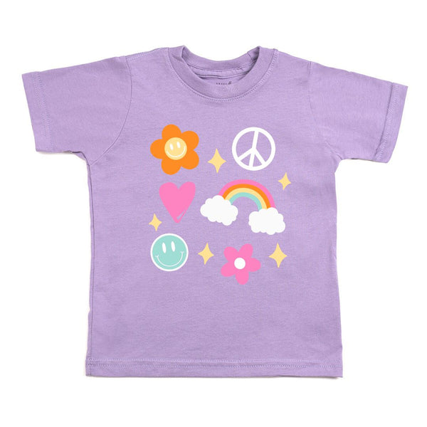Happy Doodle Short Sleeve T-Shirt - Lavender