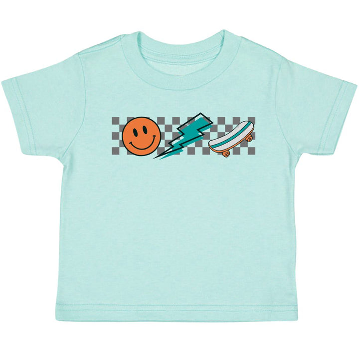 Happy Skater Dude Short Sleeve T-Shirt - Aqua