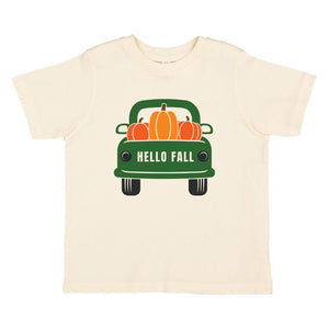 Hello Fall Pumpkin Truck Short Sleeve T-Shirt - Natural