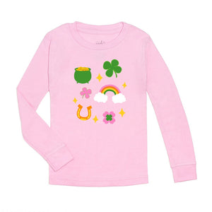 Lucky Doodle St. Patrick's Day Long Sleeve Shirt - Pink