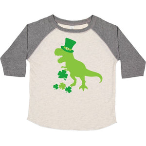 Luckysaurus St. Patrick's Day 3/4 Shirt - Natural/Heather