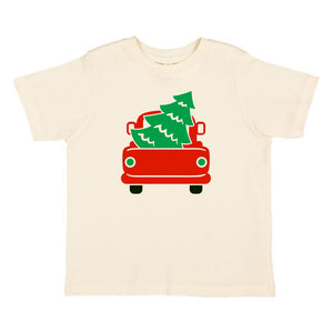 Merry Truck Christmas Short Sleeve T-Shirt - Natural
