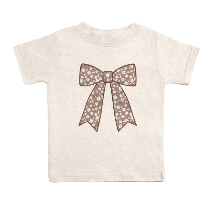 Mocha Floral Bow Patch Short Sleeve T-Shirt