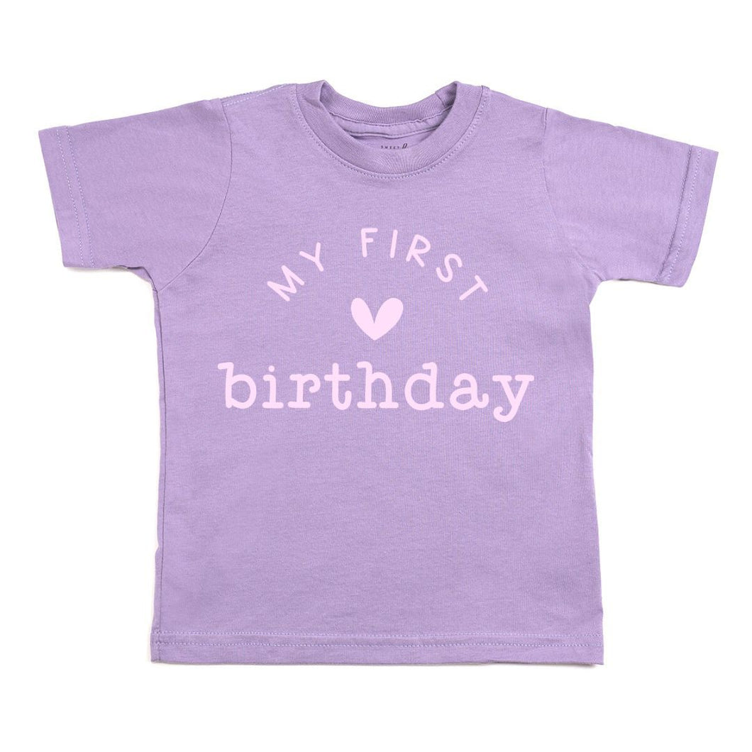 My First Birthday Short Sleeve T-Shirt - Lavender
