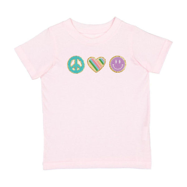Peace, Love, Smile Patch Short Sleeve T-Shirt - Ballet