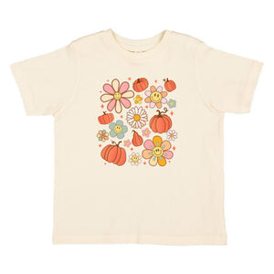 Pumpkin Daisy Doodle Short Sleeve T-Shirt - Natural