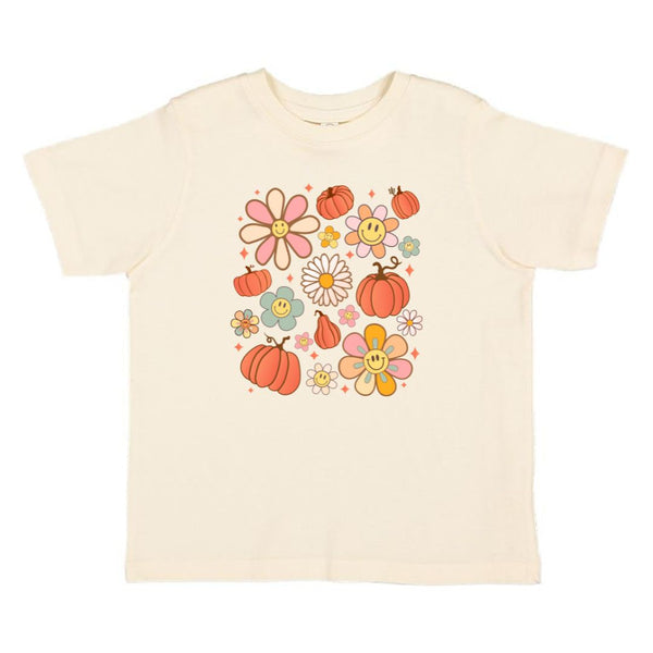 Pumpkin Daisy Doodle Short Sleeve T-Shirt - Natural