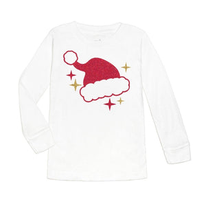 Santa Hat Christmas Long Sleeve Shirt - White