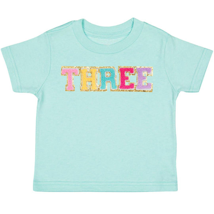 Third Birthday Patch Short Sleeve T-Shirt - Aqua