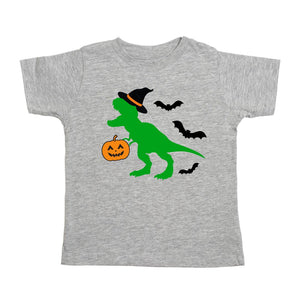 Trick Rawr Treat Halloween Short Sleeve T-Shirt - Gray