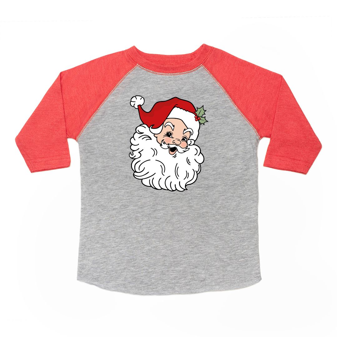 Retro Santa Christmas 3/4 Shirt - Heather/Red