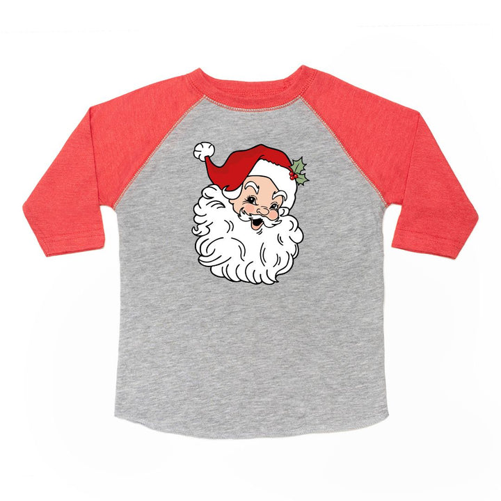 Retro Santa Christmas 3/4 Shirt - Heather/Red