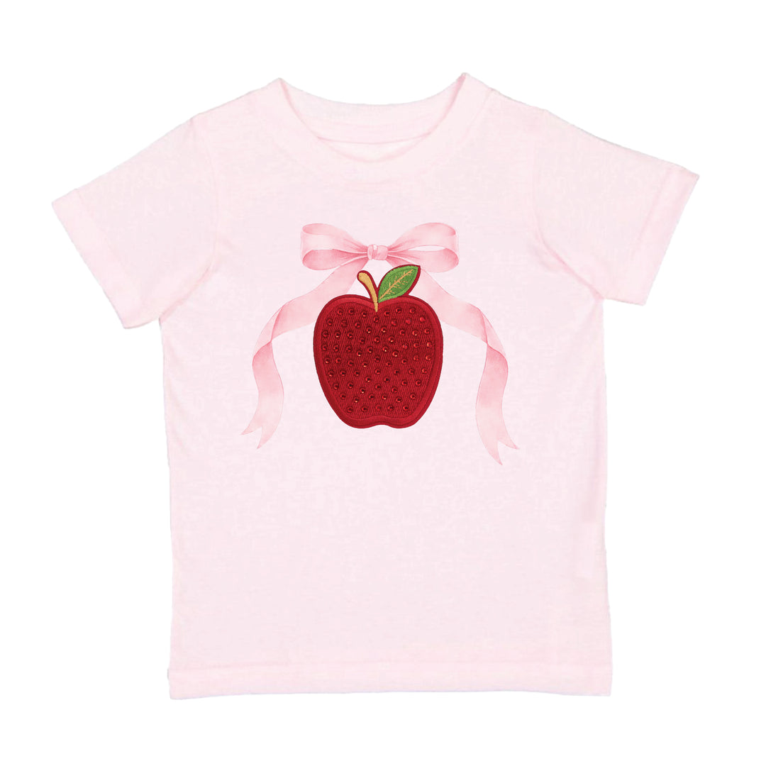 Apple Rhinestone Patch Short Sleeve T-Shirt