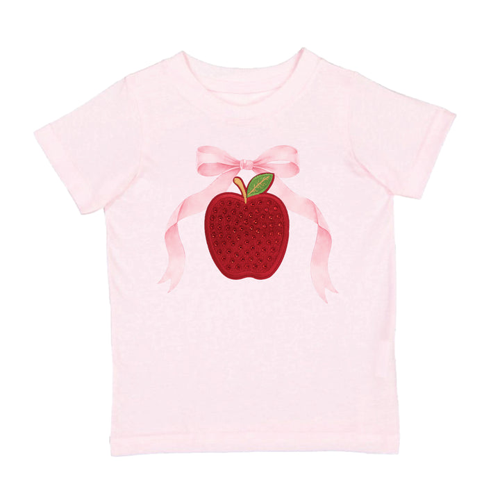 Apple Rhinestone Patch Short Sleeve T-Shirt