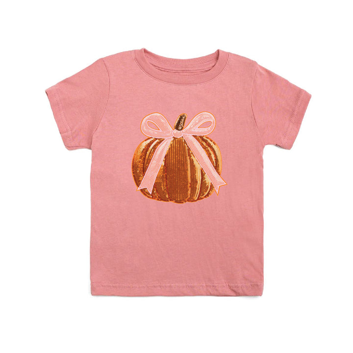 Coquette Pumpkin Sequin Patch Short Sleeve T-Shirt