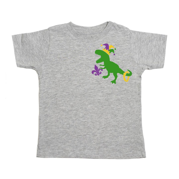 Mardi Gras Party Dino Short Sleeve T-Shirt