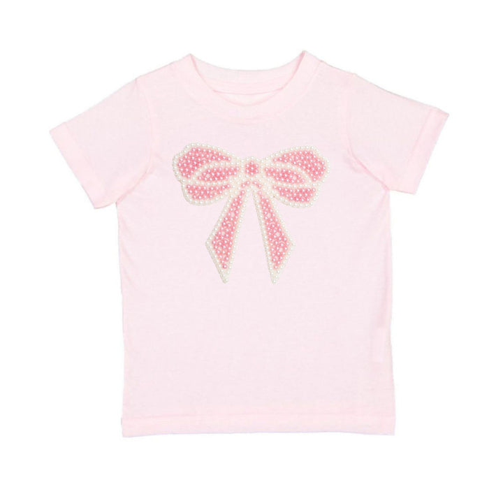 Pearl Bow Patch Short Sleeve T-Shirt - Ballet