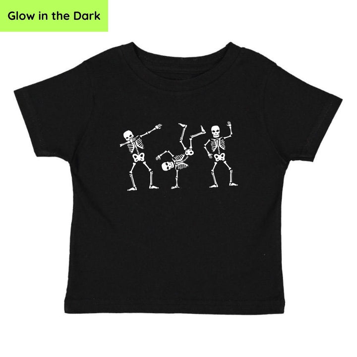 Silly Skelly Glow In The Dark Halloween Short Sleeve T-Shirt - Black