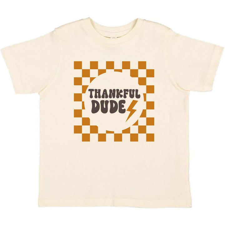 Thankful Dude Checker Thanksgiving Short Sleeve T-Shirt - Natural
