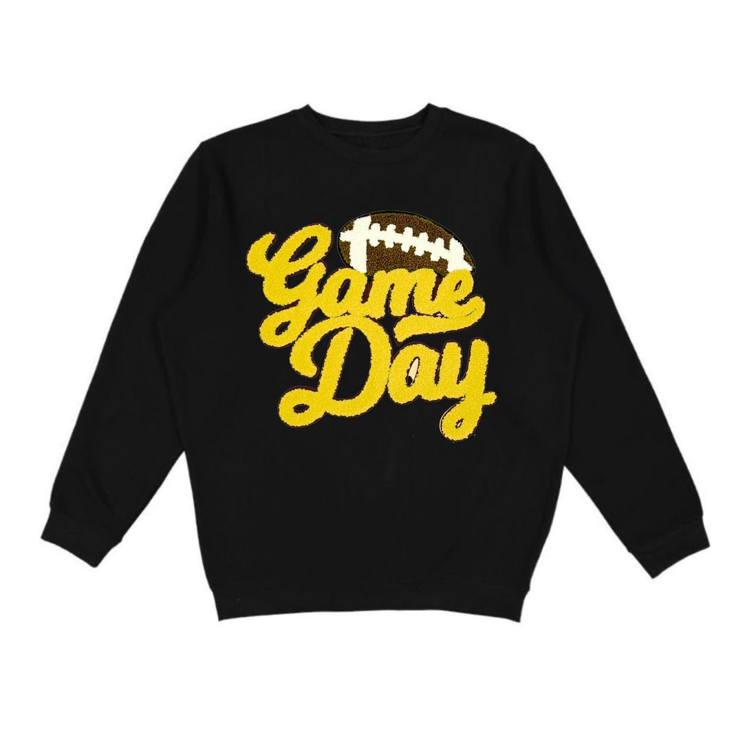 Black and Gold Game Day Patch Sweatshirt
