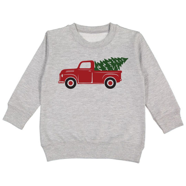 Christmas Tree Truck Sweatshirt - Gray