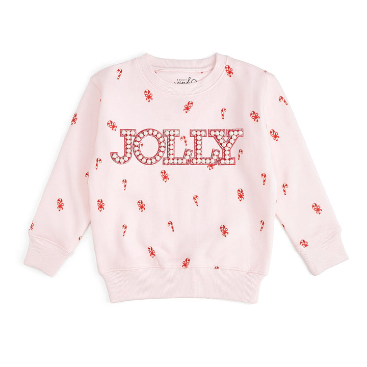 Jolly Pearl Patch Candy Cane Christmas Sweatshirt