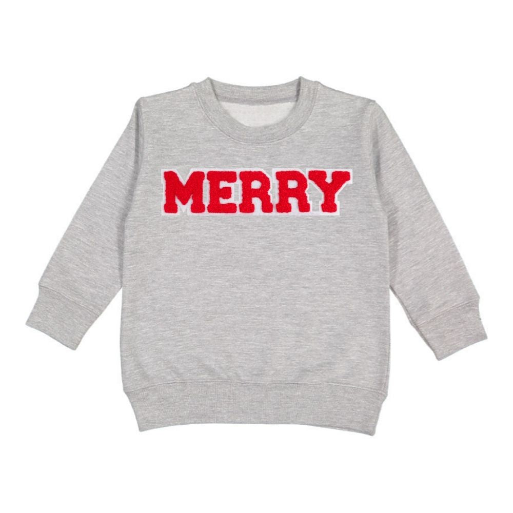 Merry Patch Christmas Sweatshirt - Gray