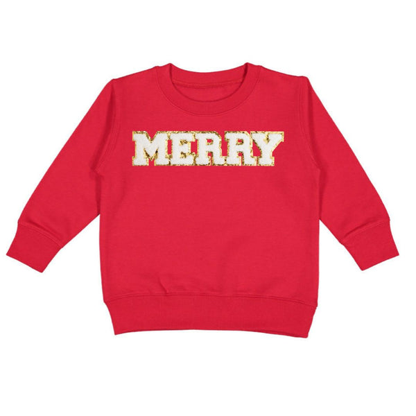 Merry Patch Christmas Sweatshirt - Red