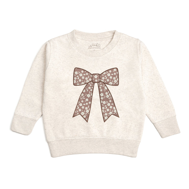 Mocha Floral Bow Patch Sweatshirt