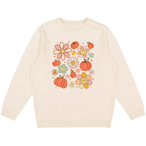 Pumpkin Daisy Doodle Adult Sweatshirt - Natural