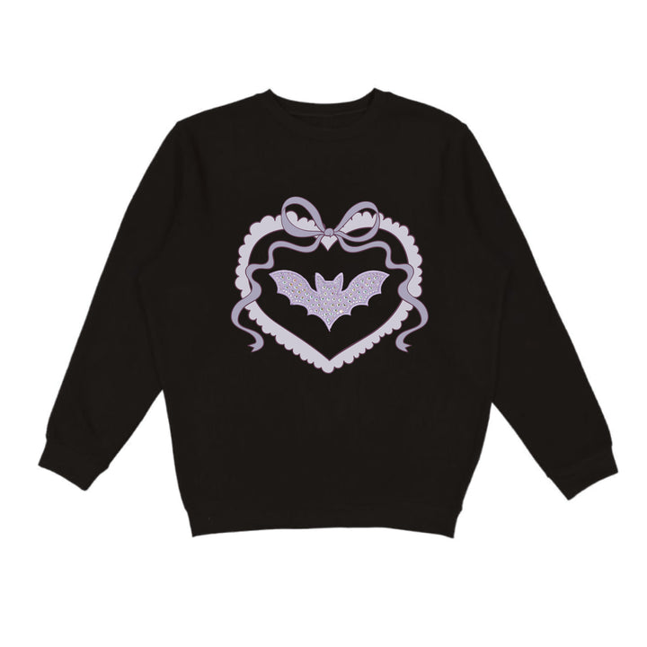 Rhinestone Bat Patch Halloween Sweatshirt