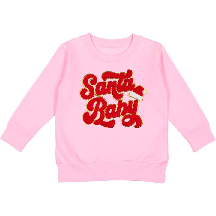 Santa Baby Patch Christmas Sweatshirt - Pink