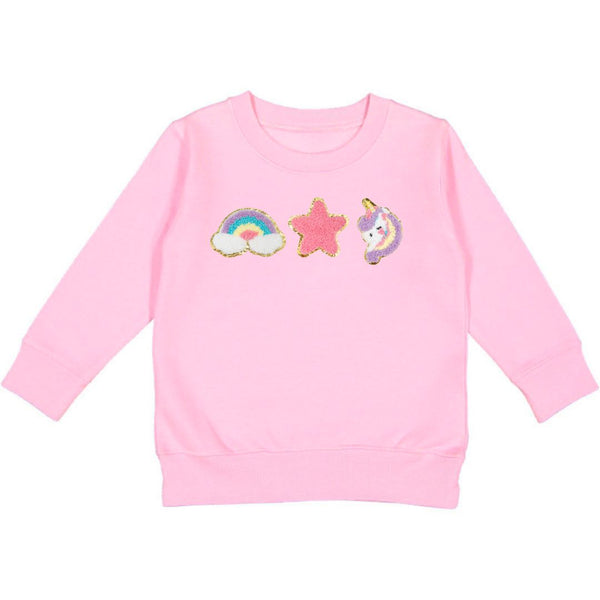 Unicorn Doodle Patch Sweatshirt - Pink