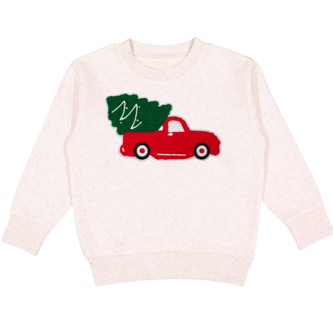 Christmas Truck Patch Sweatshirt - Natural