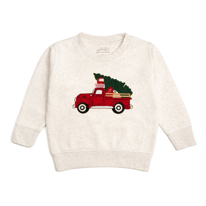 Christmas Truck Patch Sweatshirt - Natural