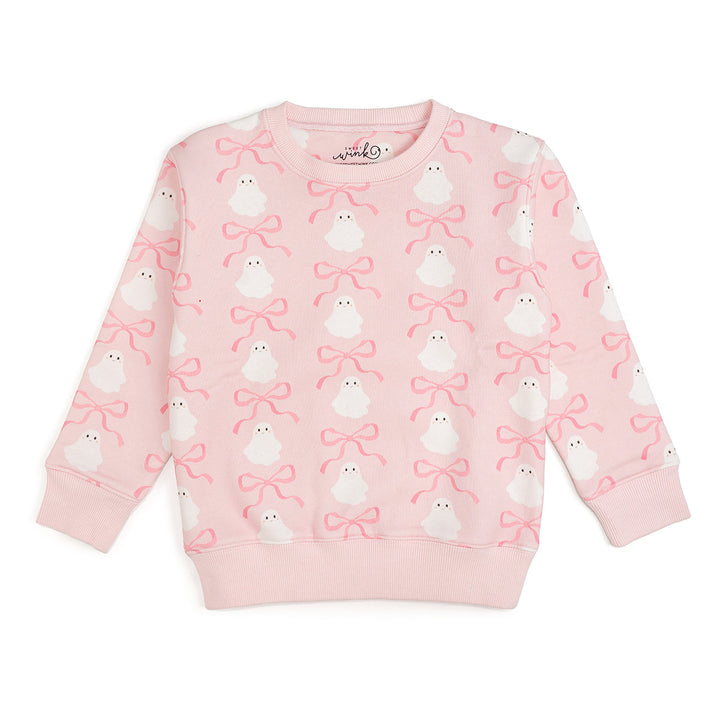 Coquette Ghost Halloween Sweatshirt - Pink