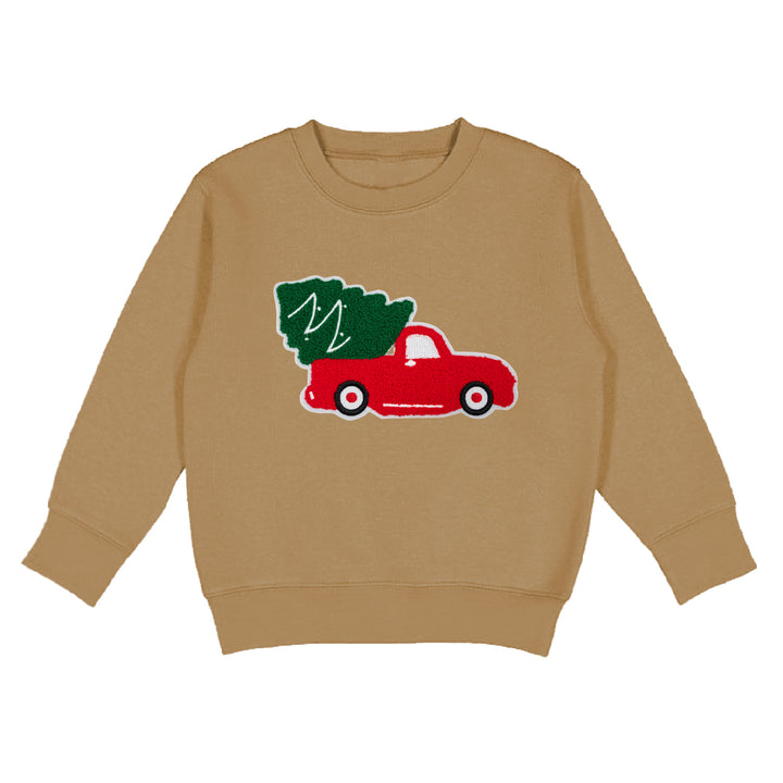 Festive Christmas Truck Patch Sweatshirt