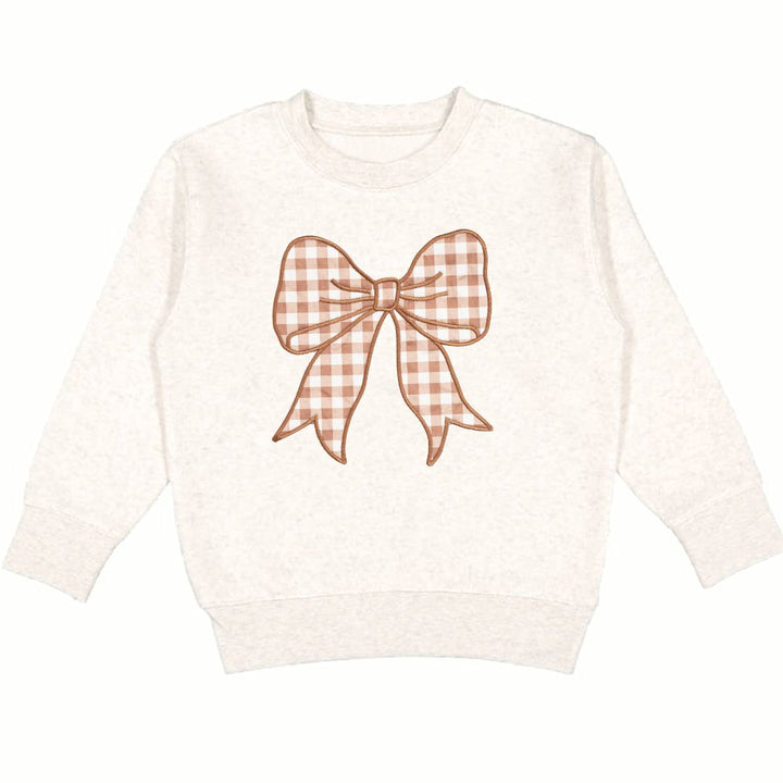 Gingham Bow Patch Sweatshirt - Natural