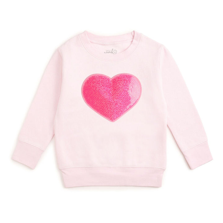 Heart Sequin Patch Sweatshirt - Ballet