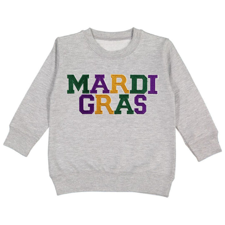 Mardi Gras Patch Sweatshirt - Gray