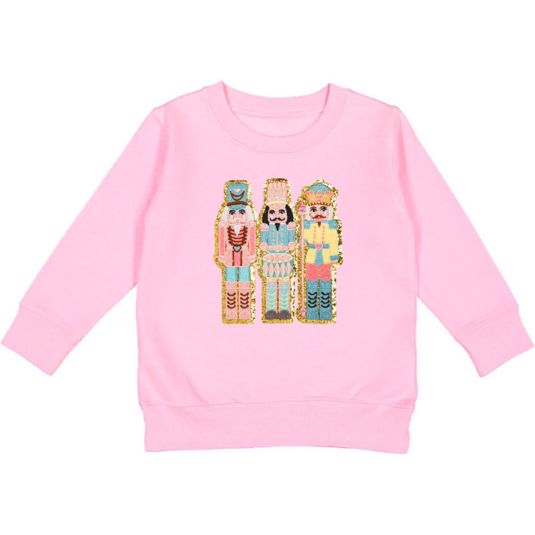 Nutcracker Patch Christmas Sweatshirt - Pink
